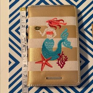 Spartina 449 Gold and tan wallet with Mermaid Embroidery
